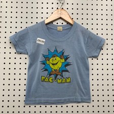 Vintage 80s PAC MAN Shirt Blue Single Stitch Youth Boys Size 7 USA Made 12.5X15