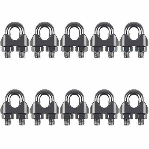 10pcs 1/4 Inch M6 Stainless Steel Wire Rope Cable Clip Clamp