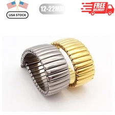 12 - 22 MM Stretch Expansion Stainless Steel Watch Band Strap Bracelet Gold USA