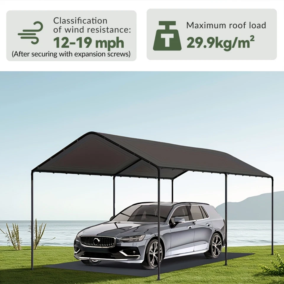 GOJOOASIS 10x20 ft Heavy Duty Carport Potable Canopy Garage Party Tent w/ All-Season Tarp