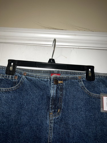 NWT mossimo blue denim knee length skirt with slit size 13 modest - Picture 3 of 4