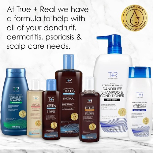 True+Real 16 fl oz Coal Tar Gel Shampoo – Anti-Dandruff, Therapeutic, Free & Fas - 第 7/9 張圖片