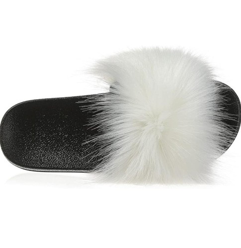 Nasogetch Women Sliders Fluffy Slippers, Faux Fur Open Toe Slides Sandals UK 6/7 - Picture 3 of 7