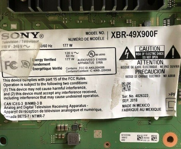 Sony A-2197-252-A, A2197239A BM2A Main Board for XBR-49X900F | eBay