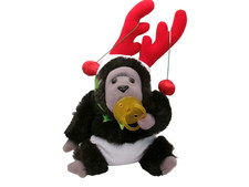 Vintage Russ Bungo Baby Gorilla Ape Plush w/ Pacifier Diaper  Christmas Hat 9"