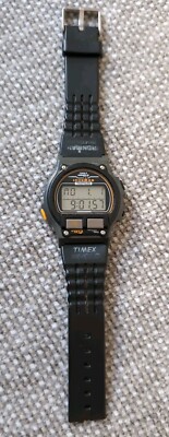 Mens Timex Ironman Triathlon 8 Lap Memory Black Orange Digital