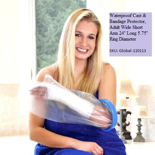 Waterproof Cast & Bandage Protector,Adult Wide Short Arm 24" Long 7.25