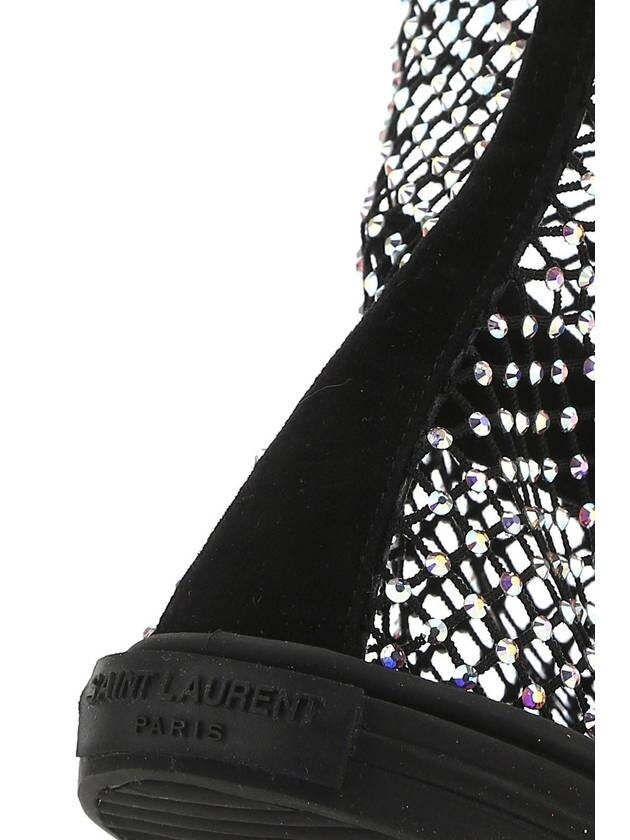 Sneakers alte Saint Laurent con strass nere taglia 38 nuove vendita al dettaglio $1190