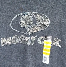 Mossy Oak Mens Graphic T-Shirt Large Charcoal Heather Long Sleeve Hunting NWT