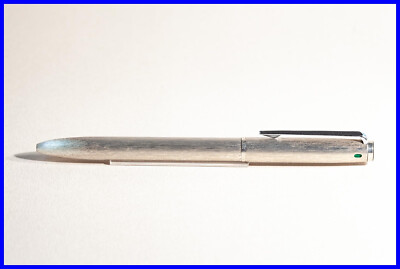 1970s MONTBLANC Pix-O-MAT SILVRÉ brushed round shape ballpoint pen