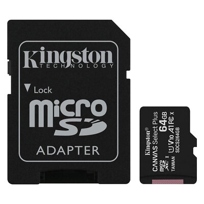 KINGSTON Canvas Select Plus 64GB microSDHC Speicherkarte 100 MB/s Adapter auf SD