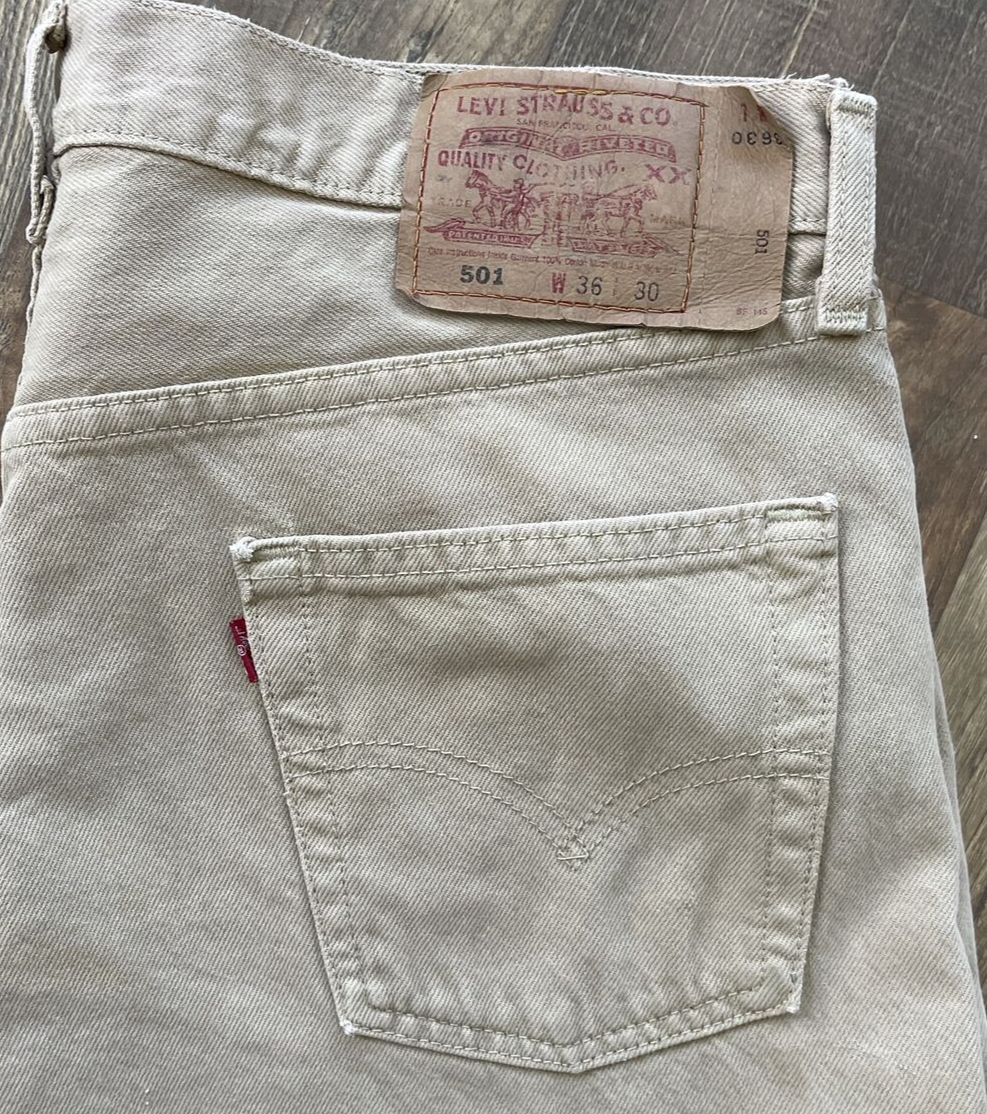Levi's 501 0697 Button Fly Jeans Tan Khaki -Made in USA Levi's 501 0697 Button Fly Jeans Tan Khaki -Made in USA