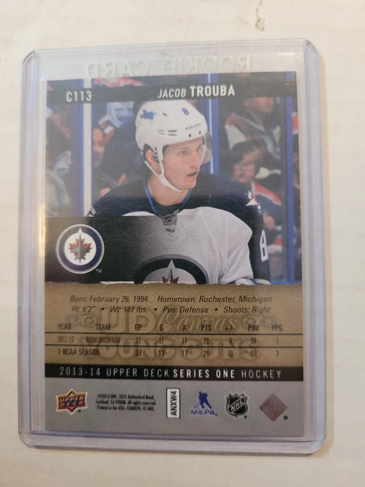 2013 14 Upper Deck Young Guns Canvas Rookie #C113 Jacob Trouba New York Rangers - Image 2 of 2