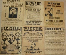 OK Corral Wyatt Earp Tombstone Billy the Kid Old West Wanted Posters