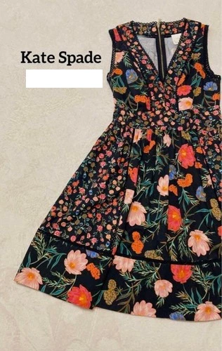 Abito Kate Spade NY floreale multicolore cotone senza manica taglia XS dal Giappone