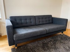 LANDSKRONA 3er-Sofa, Gunnared dunkelgrau/Holz