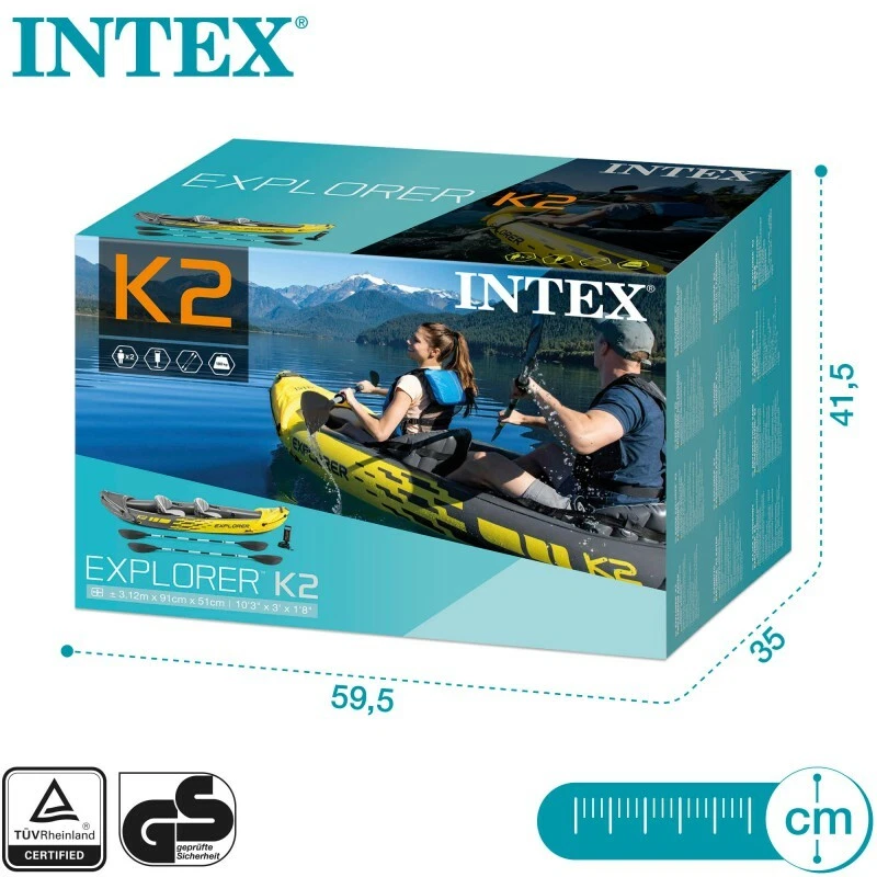 Intex Explorer K2 Boot Kajak Schlauchboot Paddelboote Ruderboot Kajak mit Pumpe - Bild 4 von 4