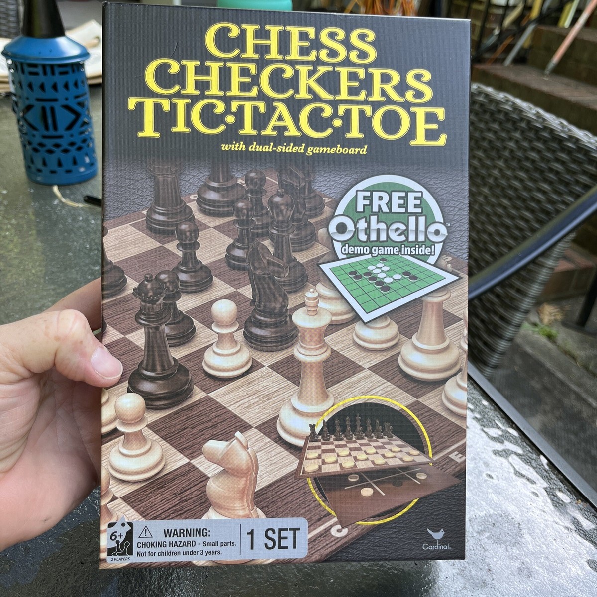 Chess Checkers Tic-Tac-Toe With Dual Sided Gameboard and Free