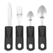 Adaptive Utensils 4 Piece Set Weighted Hand Tremors Elderly Stainless Steel