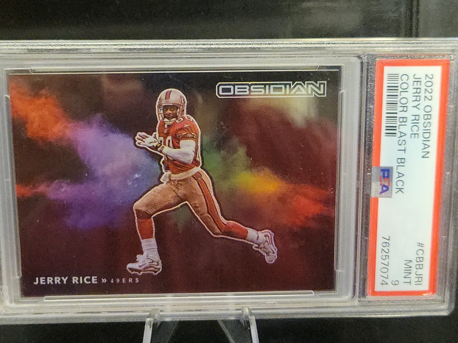 2022 Panini Obsidian Color Blast Black Jerry Rice #CBB-JRI PSA 9