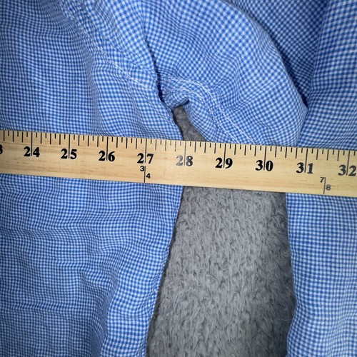 Tommy Bahama Shirt Mens 2XB 2XL BIG Linen Blend Button Up Blue Check Pocket - Picture 10 of 11