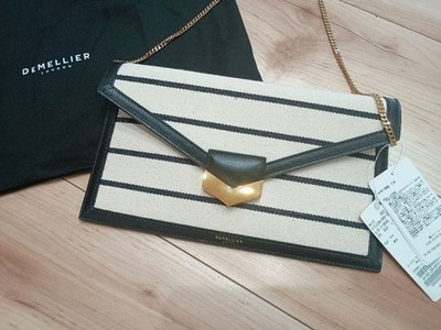 DeMellier London gestreifte Clutch Tasche mit Kettenriemen Crossbody Abendtasche