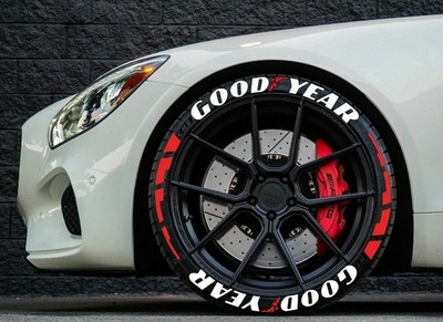 Good Year Stripe Tyre Sticker Tire Lettering 1.25'' Full Set 4 Tires Raised Style