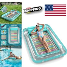 4 in 1 Inflatable Tanning Pool Lounger Float with Removable Pillow for Comfort