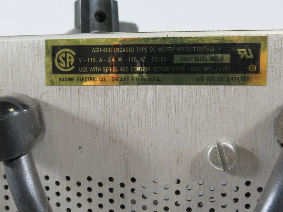 Bodine Electric ASH-400 DC Motor Speed Controller 115V 3.4A 50/60HZ USED - Image 3 of 3