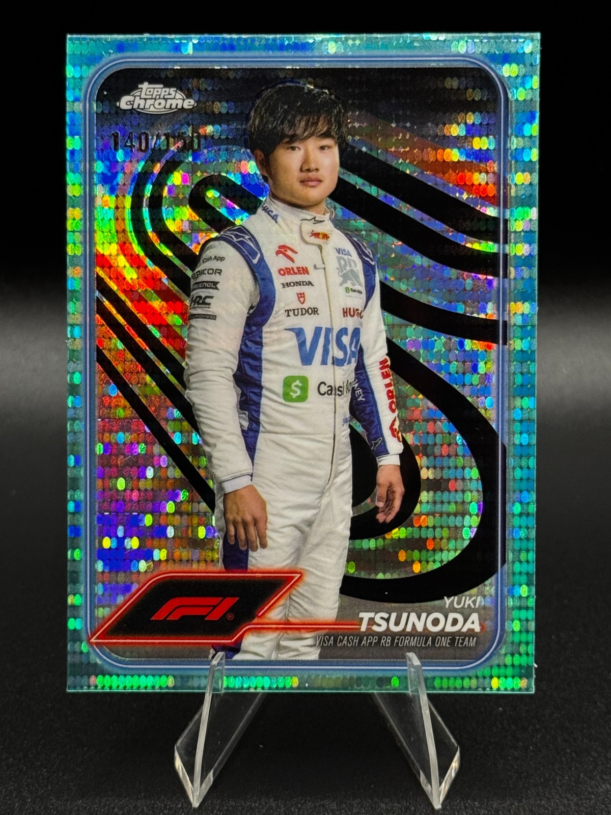2024 Topps Chrome Formula 1 Yuki Tsunoda Aqua Sonar /150 #17