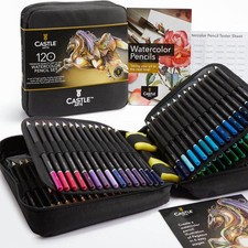 Castle Art Supplies 120 Watercolour Pencils Set with Extras | Quality Vibrant Pi
