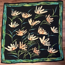 Satya Paul Pure Silk Floral Square Scarf Black Green Orange Accessories 2447