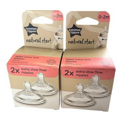 Tommee Tippee Natural Start 0-2 months Extra Slow Flow Nipples (4 Total) NEW
