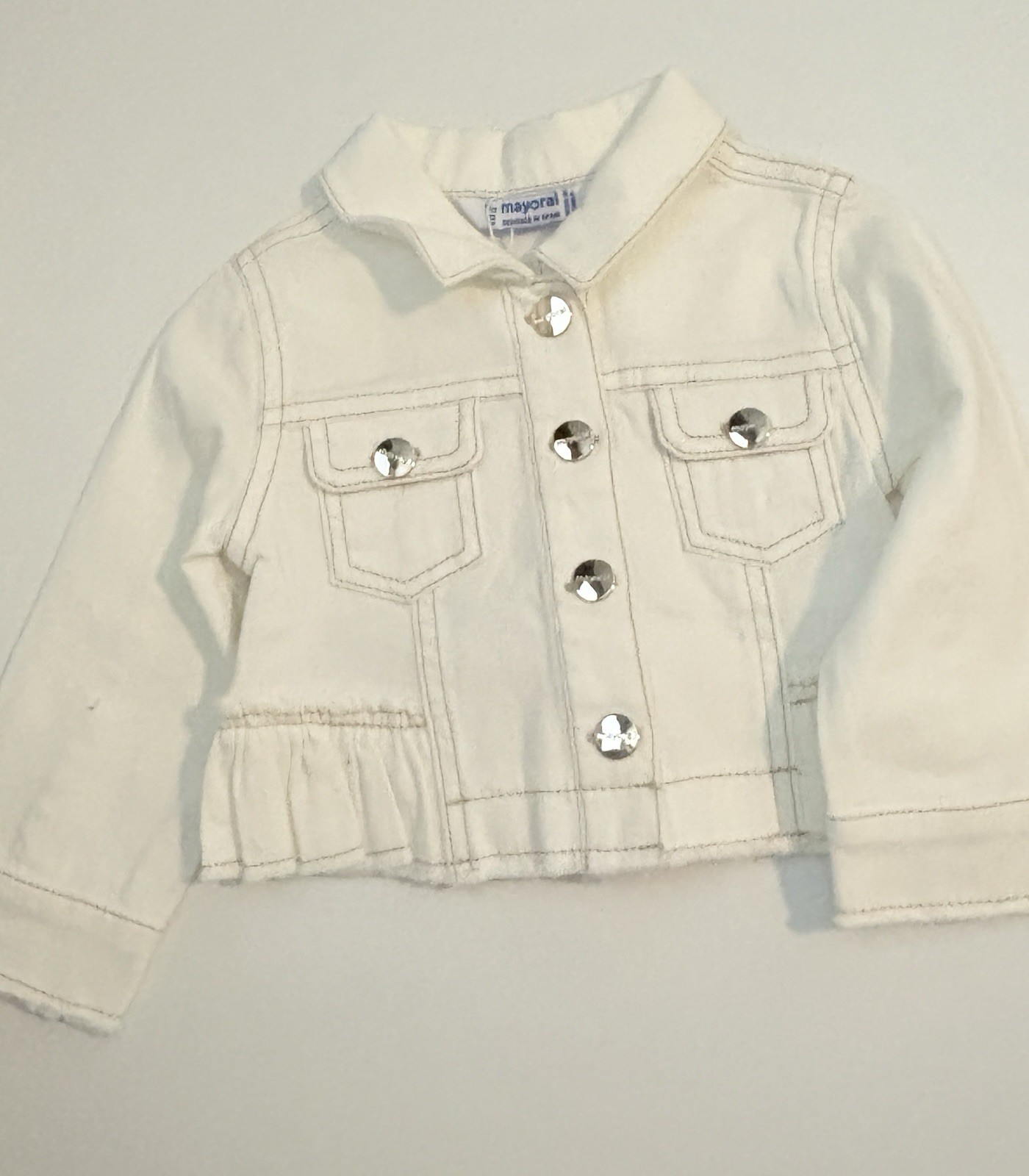 Chaqueta vaquera Mayoral Baby 9mo botones dorados marfil nueva con etiquetas