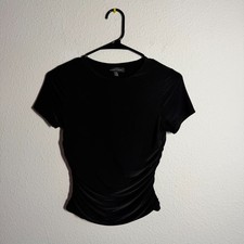 Moa Moa Cropped Top Womens Small Black Velvet...