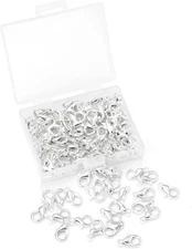 100 Pieces 12X6Mm Silver Lobster Clasp Set Lobster Claw Clasps for Jewelry Makin