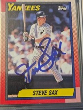 1990 Topps STEVE SAX Yankees In-Person Signed  AUTO