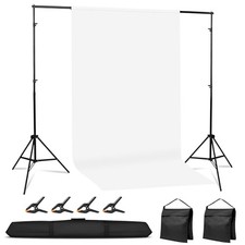 10 x 7 FT Photography Backdrop Stand Kit with White Backdrop for Wide or Tall...