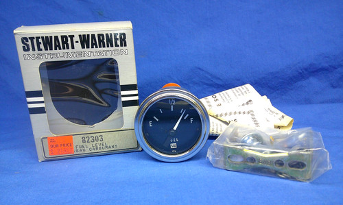 NOS Vintage 1970s Stewart Warner Deluxe Fuel Level Gauge Made in USA