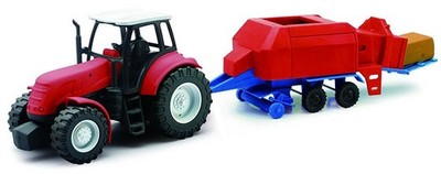 NEWRAY - Roter Traktor mit Ballenpresse - 1/32 - NEW05685A