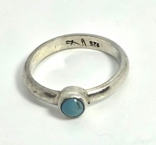 Turquoise small petite stacker sterling silver ring band size 5