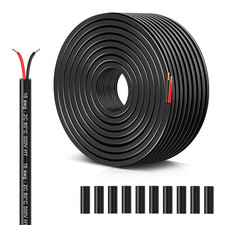 16AWG 2-Conductor Stranded PVC Wire 50FT, 12V Flexible Copper Cord for LED