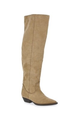 Taupe Time & Tru Womens Faux Suede Western Over the Knee Boots Taupe Size 8