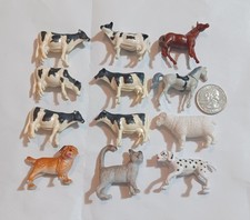 Vintage Plastic Toy Farm Animals Horses Cows dogs cat and a Sheep Lot of 12