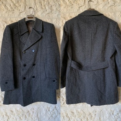 Vintage Steinbock Tiroler Loden pure wool belted db pea over coat 40R 40L