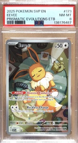 2025 POKEMON SVP EN-SV PRISMATIC EVOLUTIONS ETB PROMO #173 EEVEE PSA 8