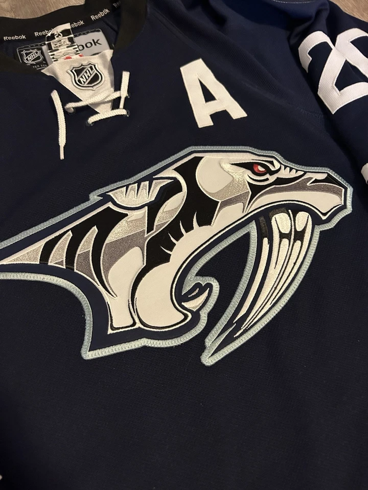 Camiseta deportiva alternativa Nashville Predators auténtica Reebok Edge 1.0 azul marino talla 52 rara Foto 3 de 4