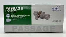 Passage Lockset Shield Security Doorknob - Satin Nickel Finish - Tulip - 913841