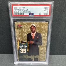 Kevin Durant 2007-08 Fleer Ultra Lucky 13 Gold Medallion #232 Rookie Card PSA 9. rookie card picture