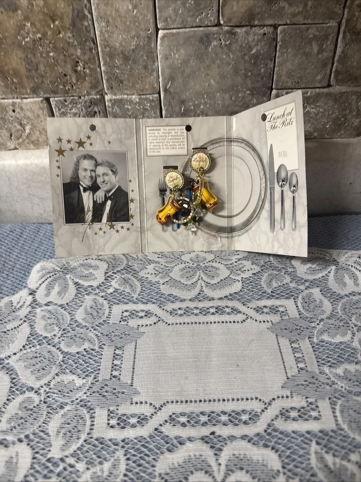 Vintage Lunch At The Ritz Links Loops Earrings Golf Bag Clip On USA Crystal Gift - Image 2 of 4